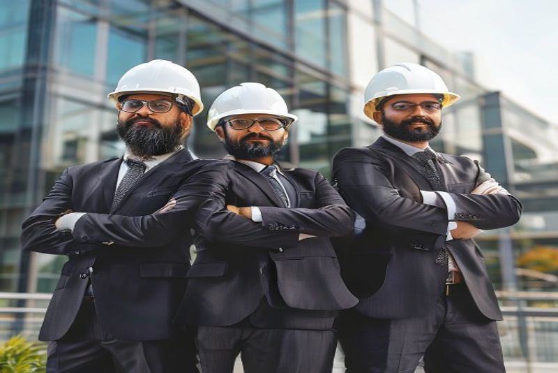 Sarovar Builders Indian site engineers managing bungalow construction site in Indore
