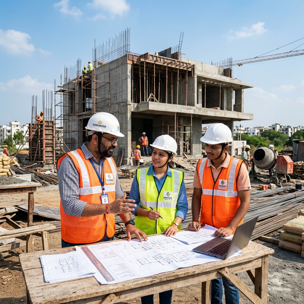 Expert construction site supervisors and engineers planning a residential house construction project