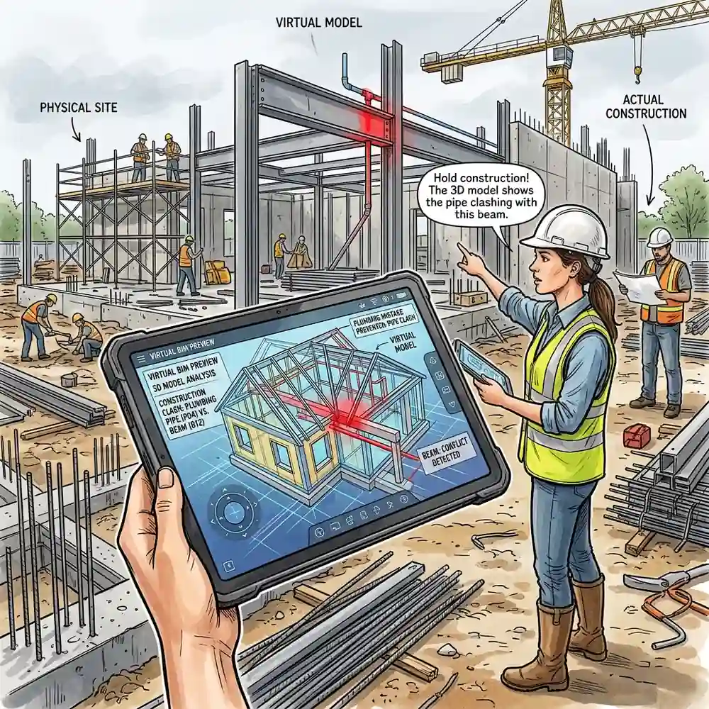 Virtual House Model Used on Construction Site