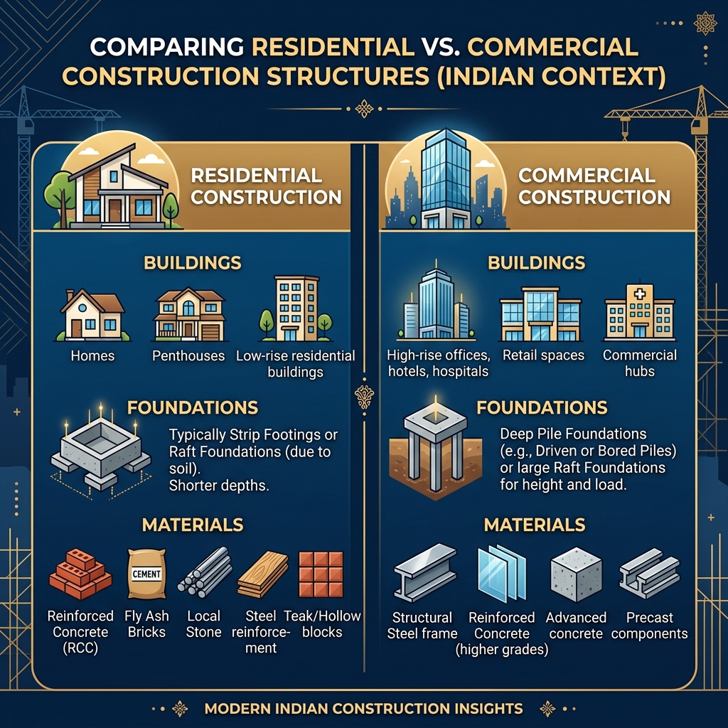 Residential vs Commercial Construction Structure