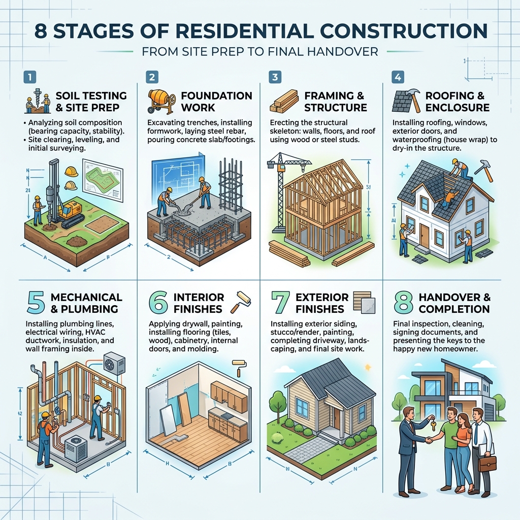 8 Stages of Residential Construction in Indore
